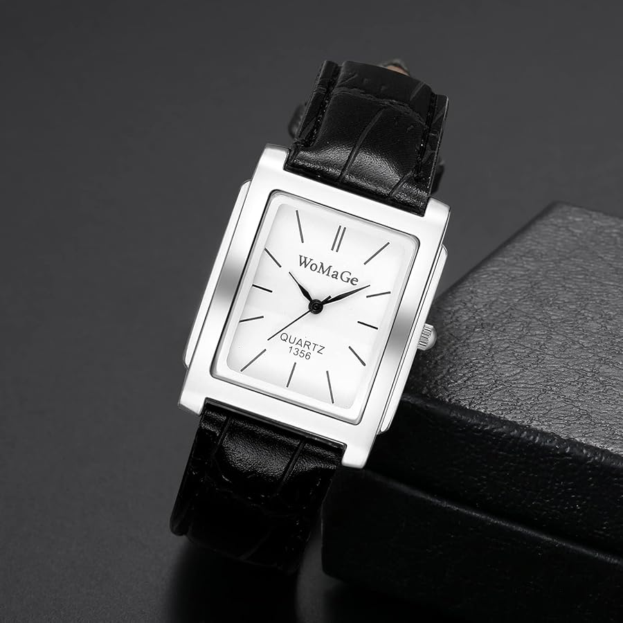 Avaner Men's Square Watch, Vintage Leather Cuff Watch, Roman